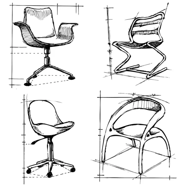 Chairs drawings — Stock Vector