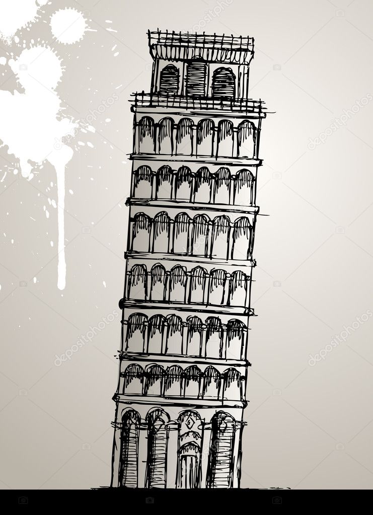 Pisa tower hand drawing