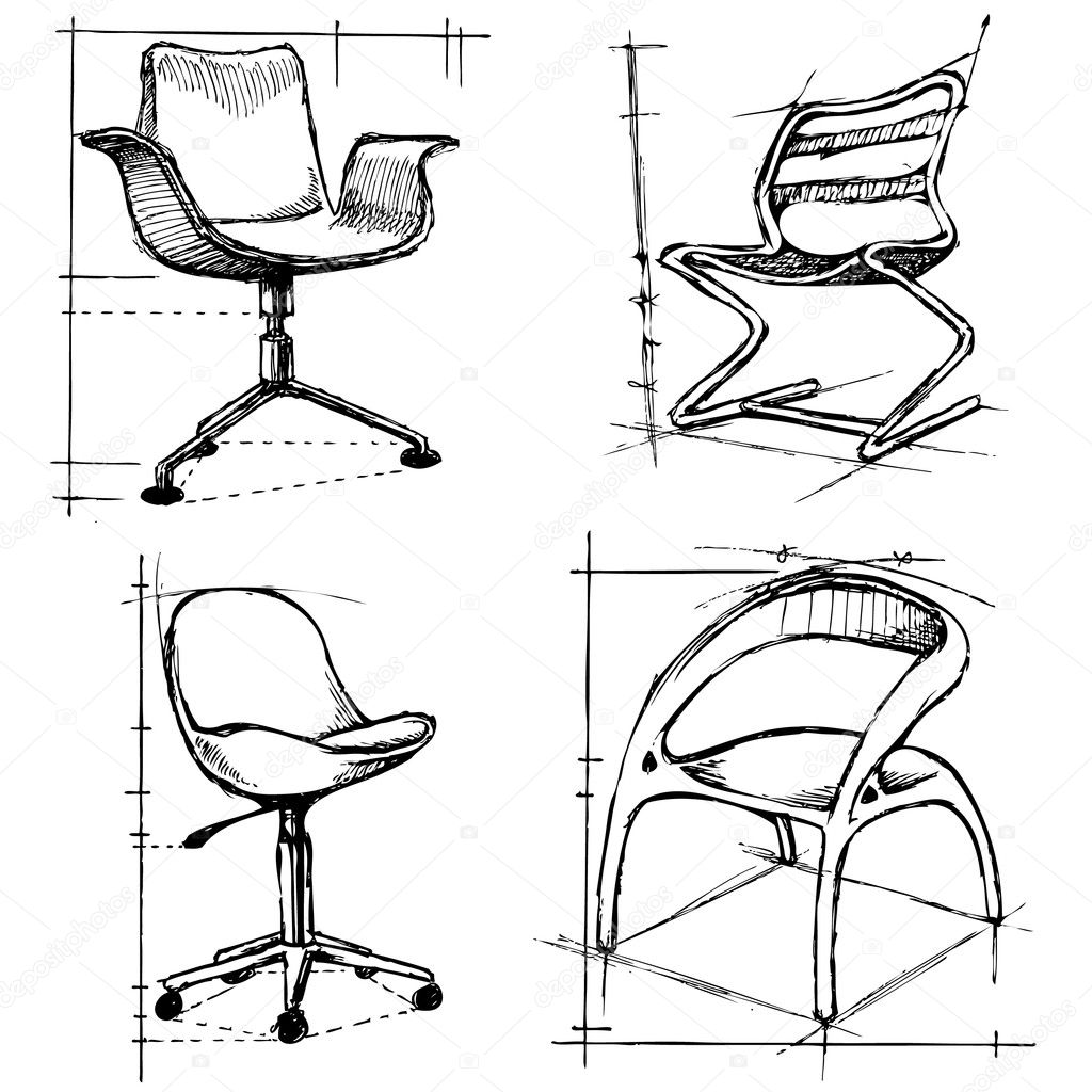 stoelen tekeningen — Stockvector © bogalo 7322972