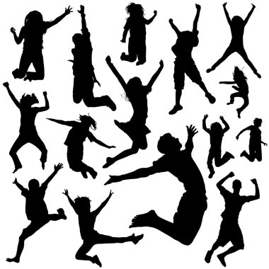 Jumping peoples clipart