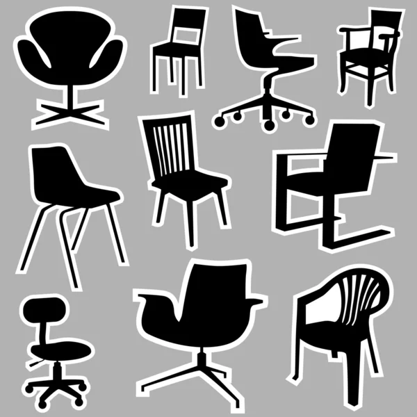 Iconos de silla — Vector de stock