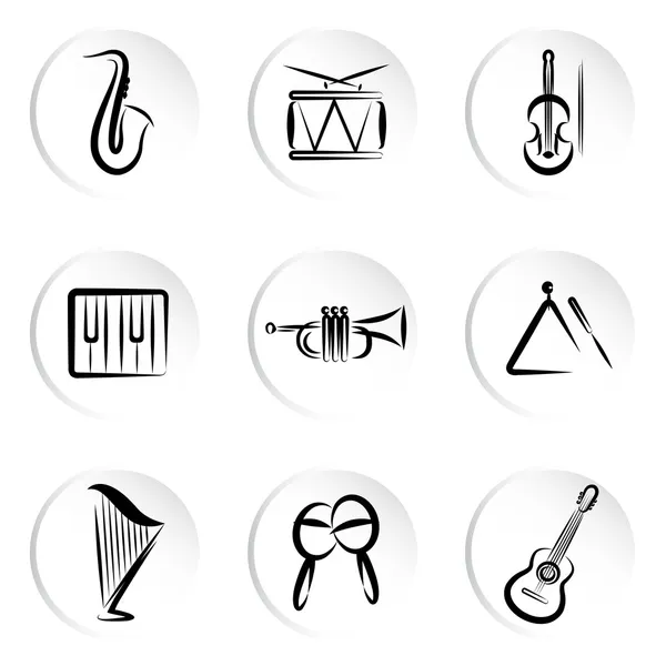 Ikoner för musik — Stock vektor