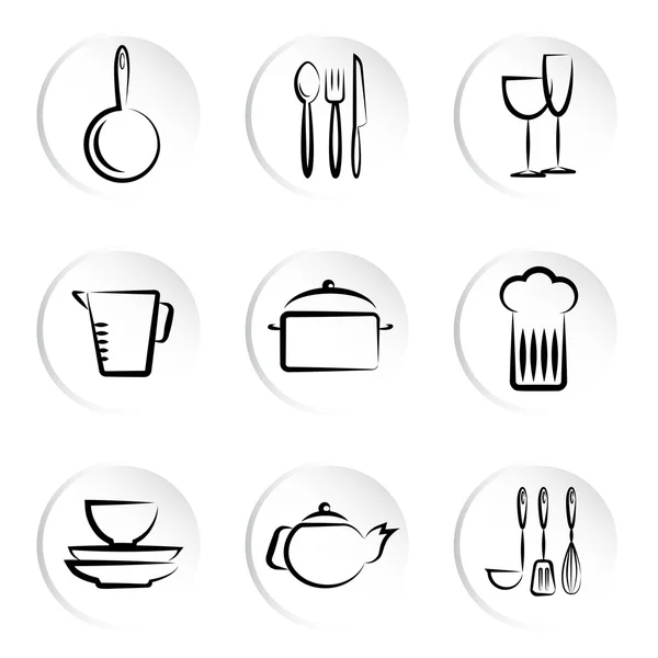 Значки кухонных предметов — стоковый вектор