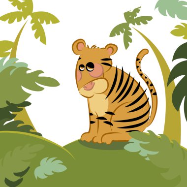 Tiger in the jungle clipart