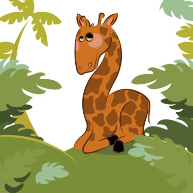 Giraffe in the jungle clipart