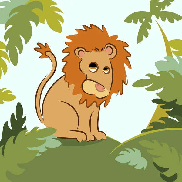 Lev v džungli — Stockový vektor