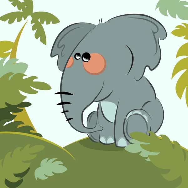 Elefante en la selva — Vector de stock