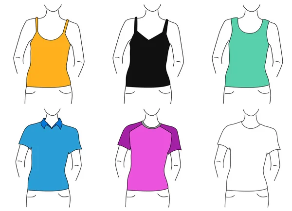 T-Shirt-Set für Frauen — Stockvektor