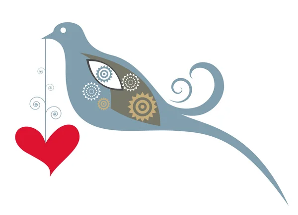 Oiseau d'amour décoratif — Image vectorielle
