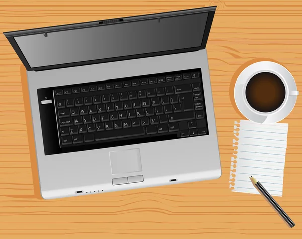 Laptop und Schreibtisch — Stockvektor