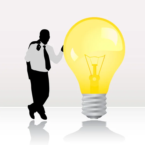 Homme d'affaires avec ampoule — Image vectorielle