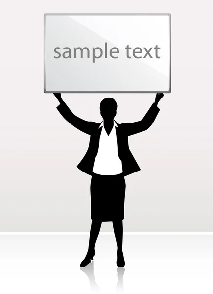 Businesswoman lifting blank sign — Stock Vector