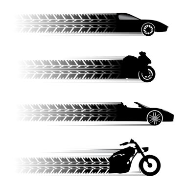 Car and motorbike symbols clipart