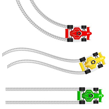 Race cars with various tyre treads clipart