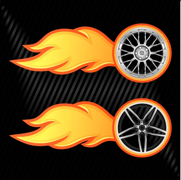 Burning wheel — Stock Vector