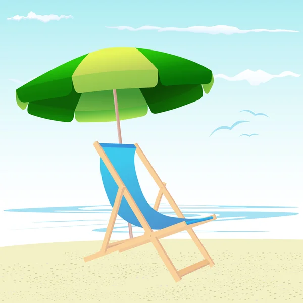 Beach chairs and umbrella — Stock Vector