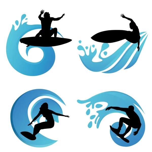 Символы серфинга — стоковый вектор
