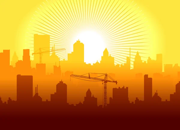 Lever de soleil en ville — Image vectorielle