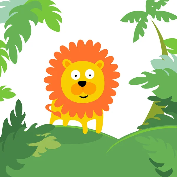 Lion in forest — Stock Vector