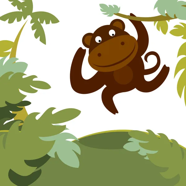 Monkey in forest — Stock Vector