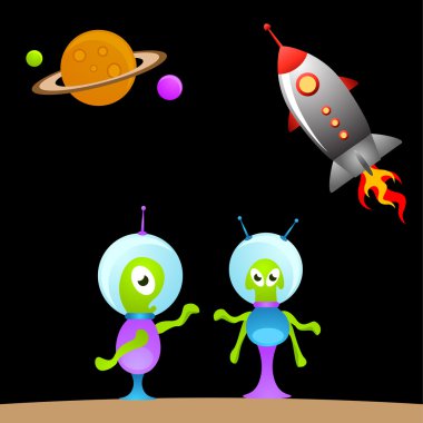 Alien cartoon set clipart