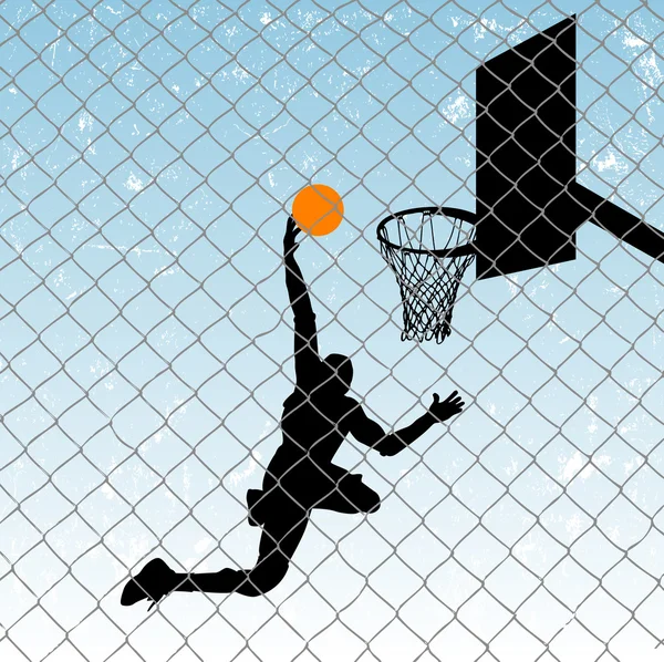 Basketbal silhouet achtergrond — Stockvector