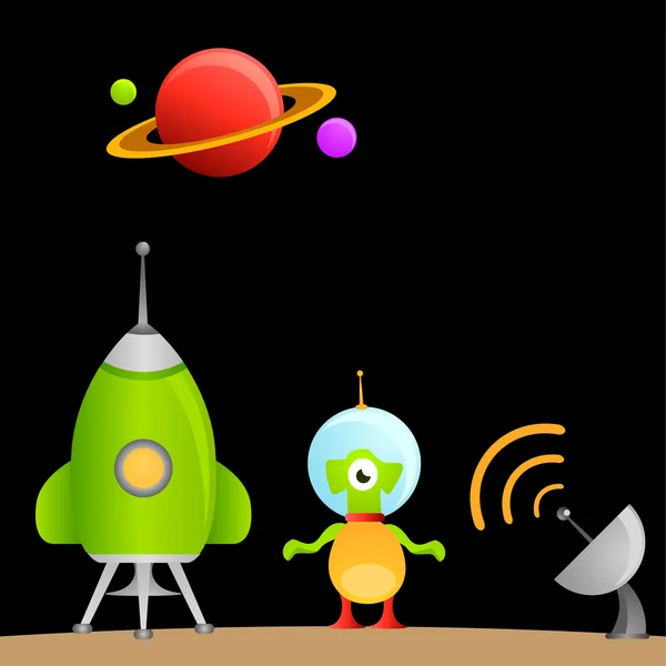 Alien Cartoon Hintergrund — Stockvektor