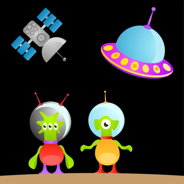 Ensemble de dessin animé extraterrestre — Image vectorielle