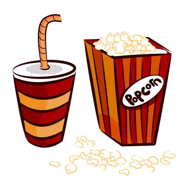Tasse à pop-corn et coke — Image vectorielle