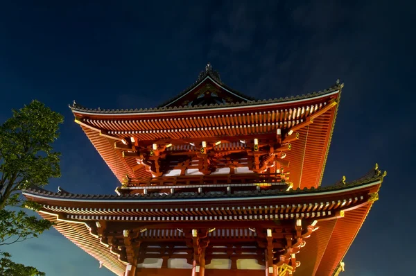 Sensoji boeddhistische tempel in de nacht — Stockfoto