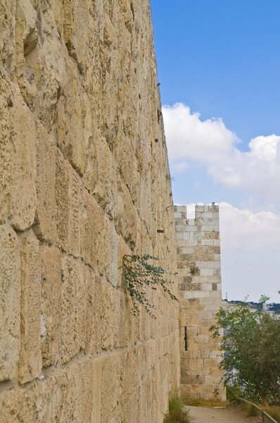 The wall of old Jerusalem in Israel