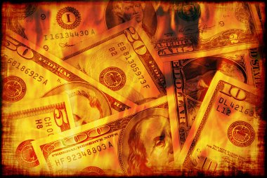 US money burning clipart