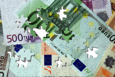 Euro banknotes puzzle clipart