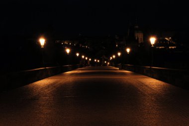 Charles bridge in deep night clipart