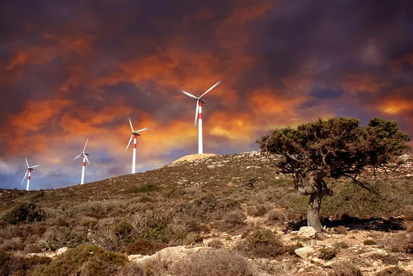 Ветряные турбины в движении — стоковое фото