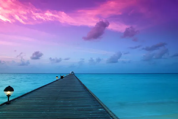 Západ slunce v Maledivy — Stock fotografie
