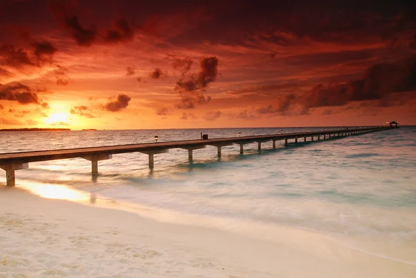 Захід сонця і jetty — стокове фото
