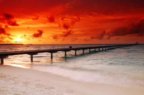 Захід сонця і jetty — стокове фото