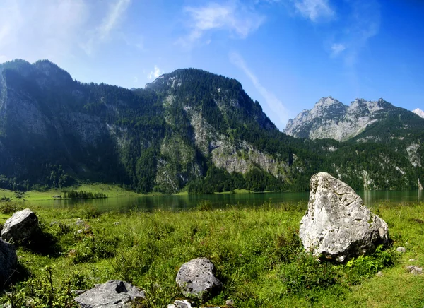 Alpy a jezero — Stock fotografie