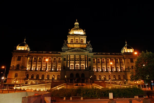 Czech national museum in the night — Stock Photo, Image