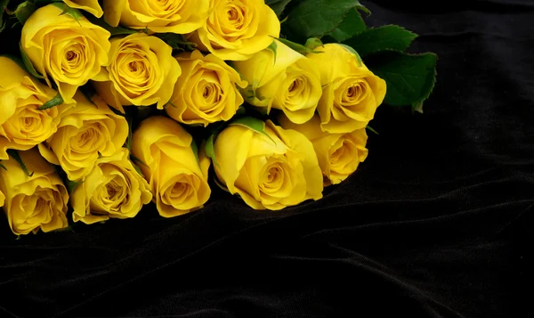 Rosas amarillas en el negro —  Fotos de Stock