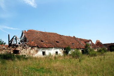 Abandoned homestead in ruins clipart