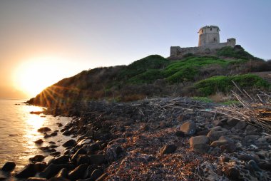 Ancient castle and sea clipart