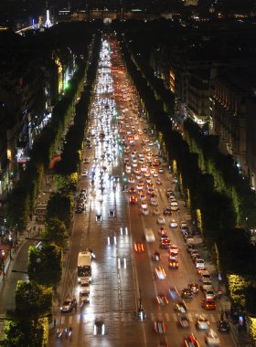Champs Elysees at night clipart