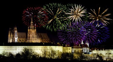 Prague castleand New Year celebrations clipart