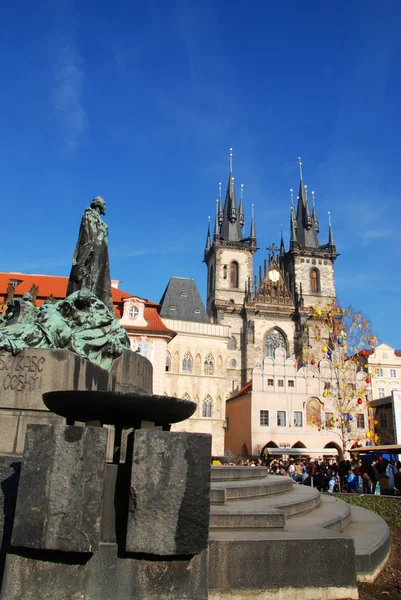 Statue of Hus and Church — Stock Photo, Image