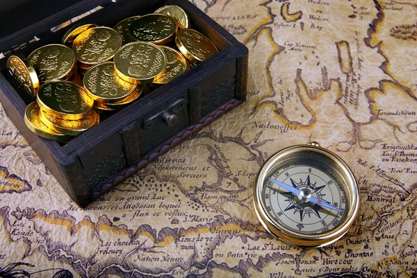 Kompas a mapa — Stock fotografie