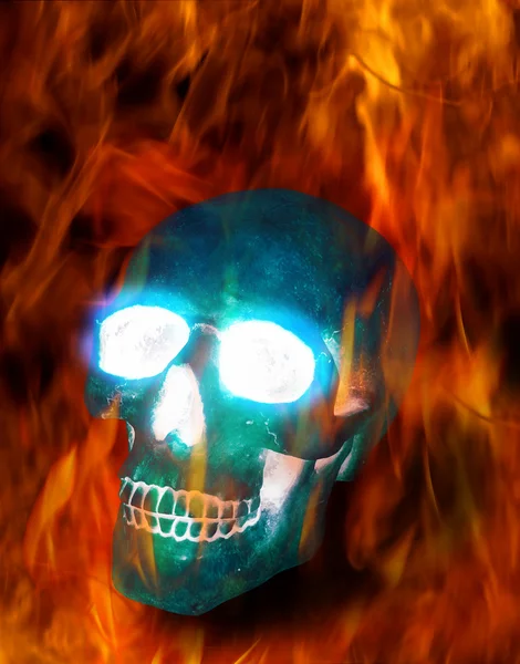 Magic skull in fire — Stock Photo, Image