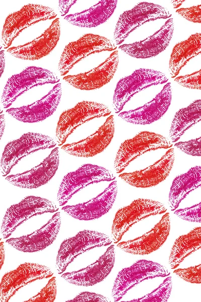Lipstick kisses on white background — Stock Photo, Image