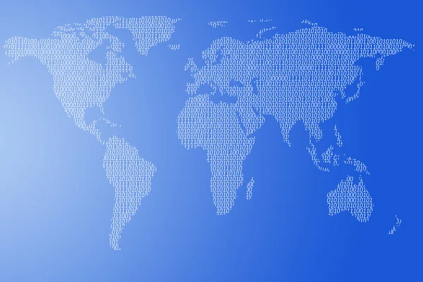 Kaart van de wereld van de digitale binaire code — Stockfoto